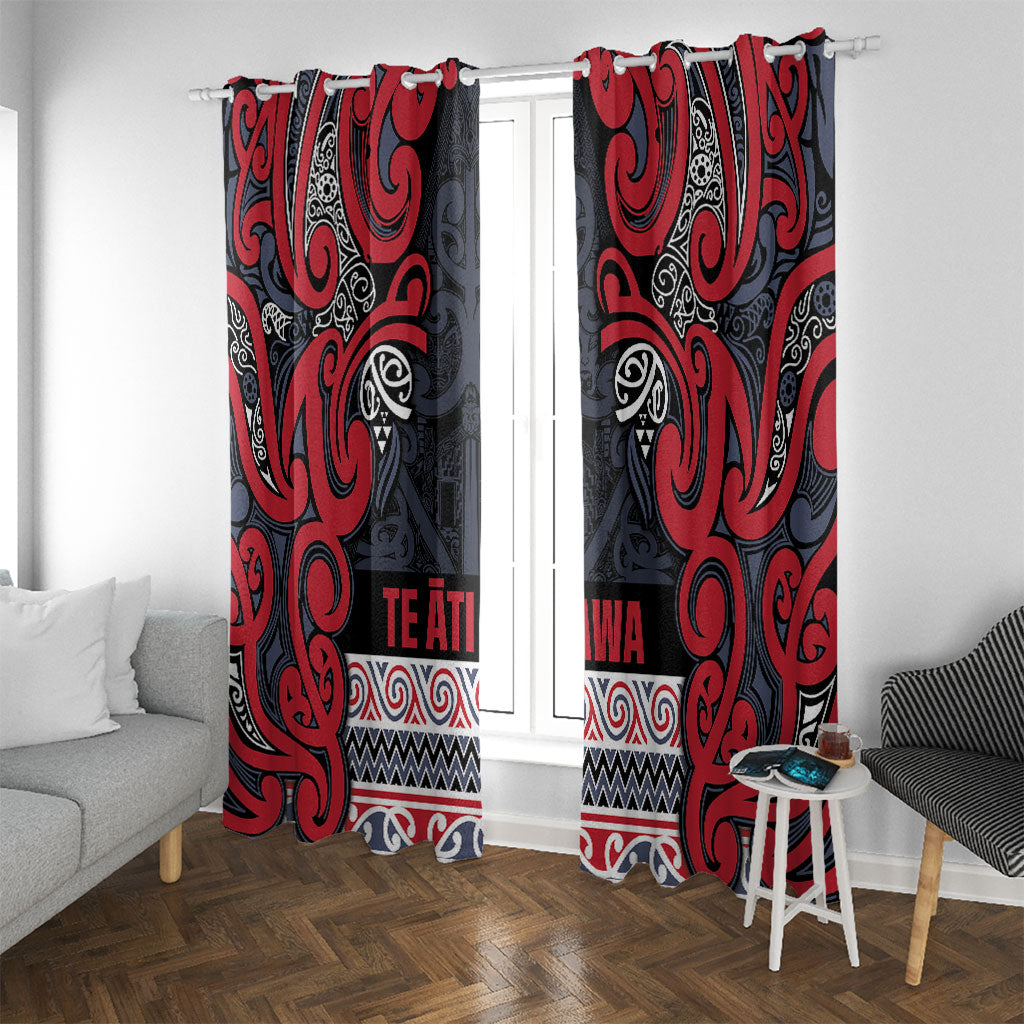 Aotearoa Iwi Te ati Awa Window Curtain Maori Wharenui House Tribal Pattern LT9 With Grommets Bright Red - Polynesian Pride