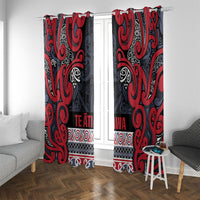 Aotearoa Iwi Te ati Awa Window Curtain Maori Wharenui House Tribal Pattern LT9 With Grommets Bright Red - Polynesian Pride