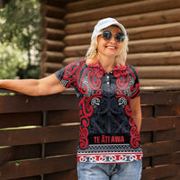 Aotearoa Iwi Te ati Awa Women Polo Shirt Maori Wharenui House Tribal Pattern LT9 - Polynesian Pride