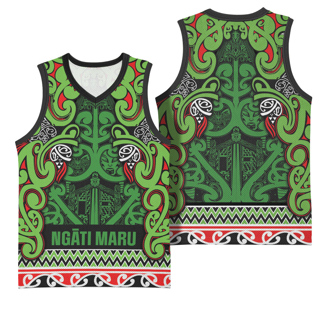 Aotearoa Iwi Ngati Maru Hauraki Basketball Jersey Maori Wharenui House Tribal Pattern LT9 - Polynesian Pride