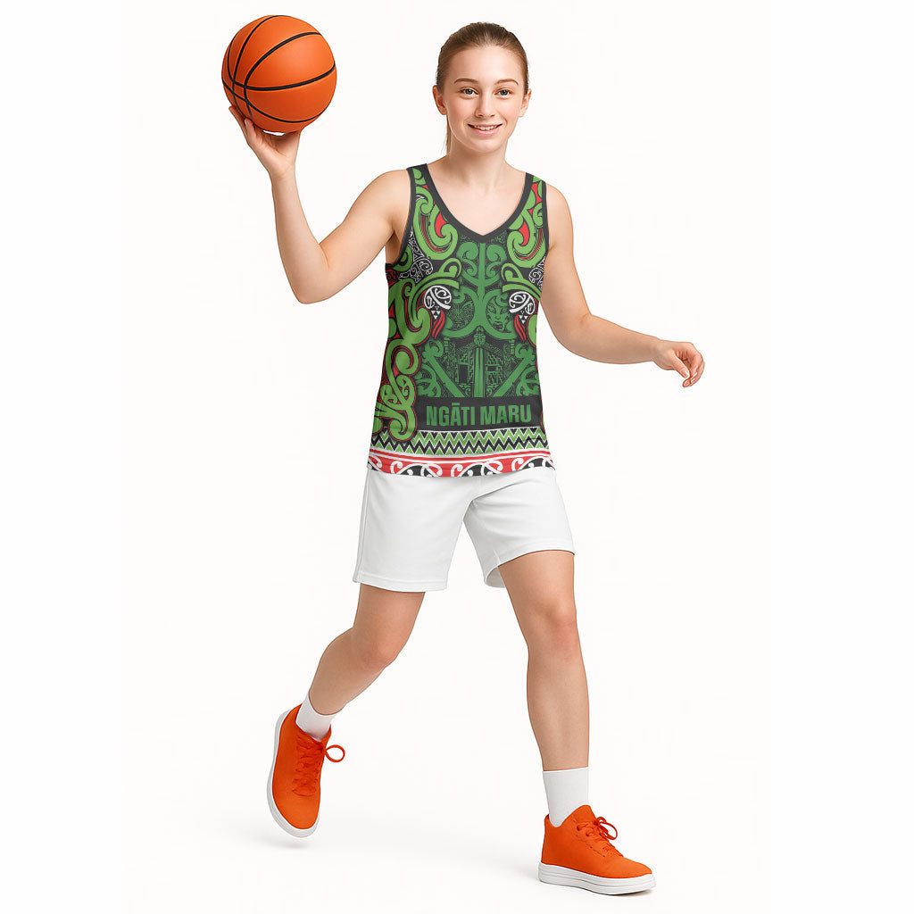 Aotearoa Iwi Ngati Maru Hauraki Basketball Jersey Maori Wharenui House Tribal Pattern LT9 - Polynesian Pride