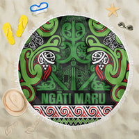 Aotearoa Iwi Ngati Maru Hauraki Beach Blanket Maori Wharenui House Tribal Pattern LT9 One Size 150cm Green Red - Polynesian Pride