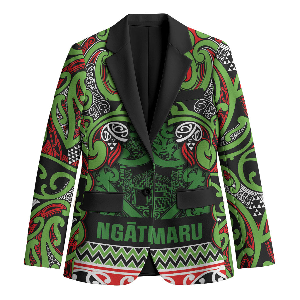 Aotearoa Iwi Ngati Maru Hauraki Blazer Maori Wharenui House Tribal Pattern LT9 Unisex Green Red - Polynesian Pride