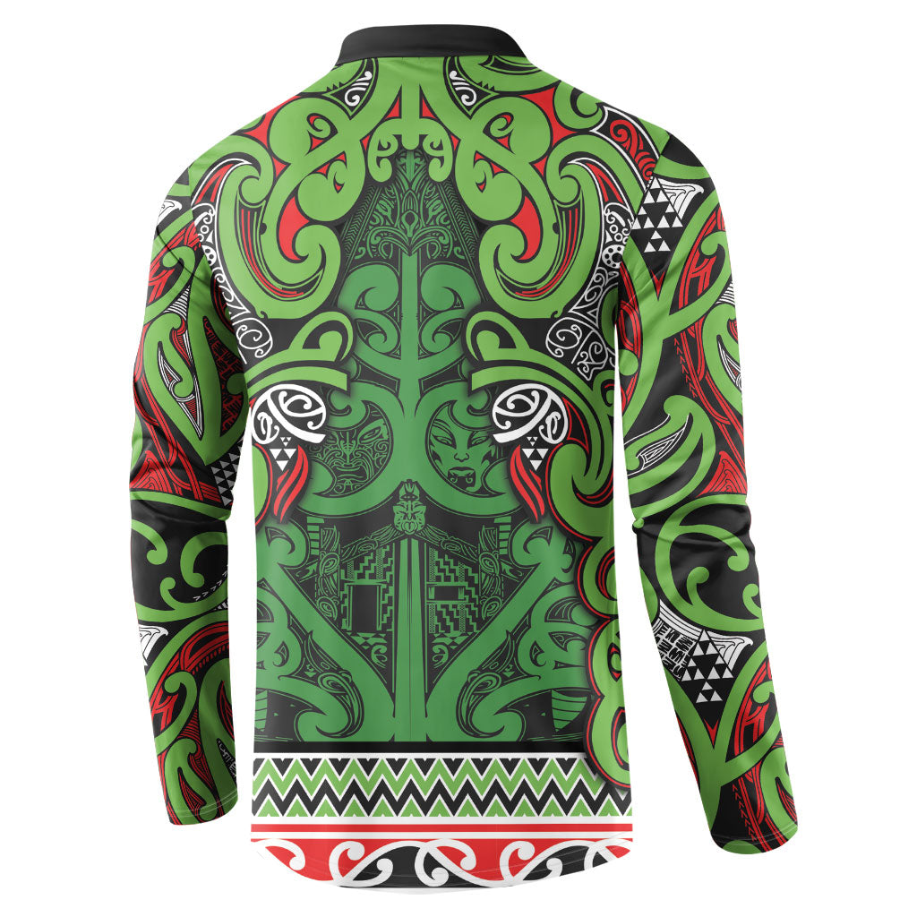 Aotearoa Iwi Ngati Maru Hauraki Button Sweatshirt Maori Wharenui House Tribal Pattern LT9 - Polynesian Pride