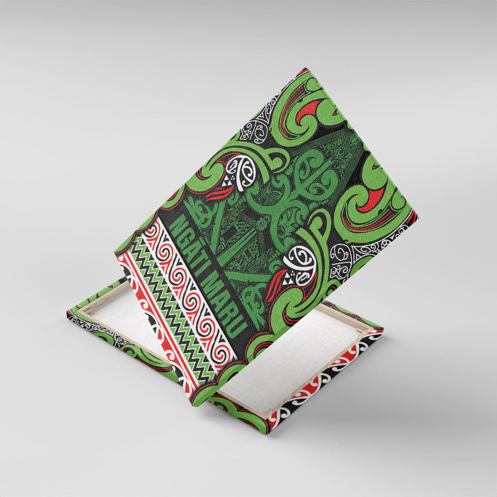 Aotearoa Iwi Ngati Maru Hauraki Canvas Wall Art Maori Wharenui House Tribal Pattern LT9 With Frame Green Red - Polynesian Pride