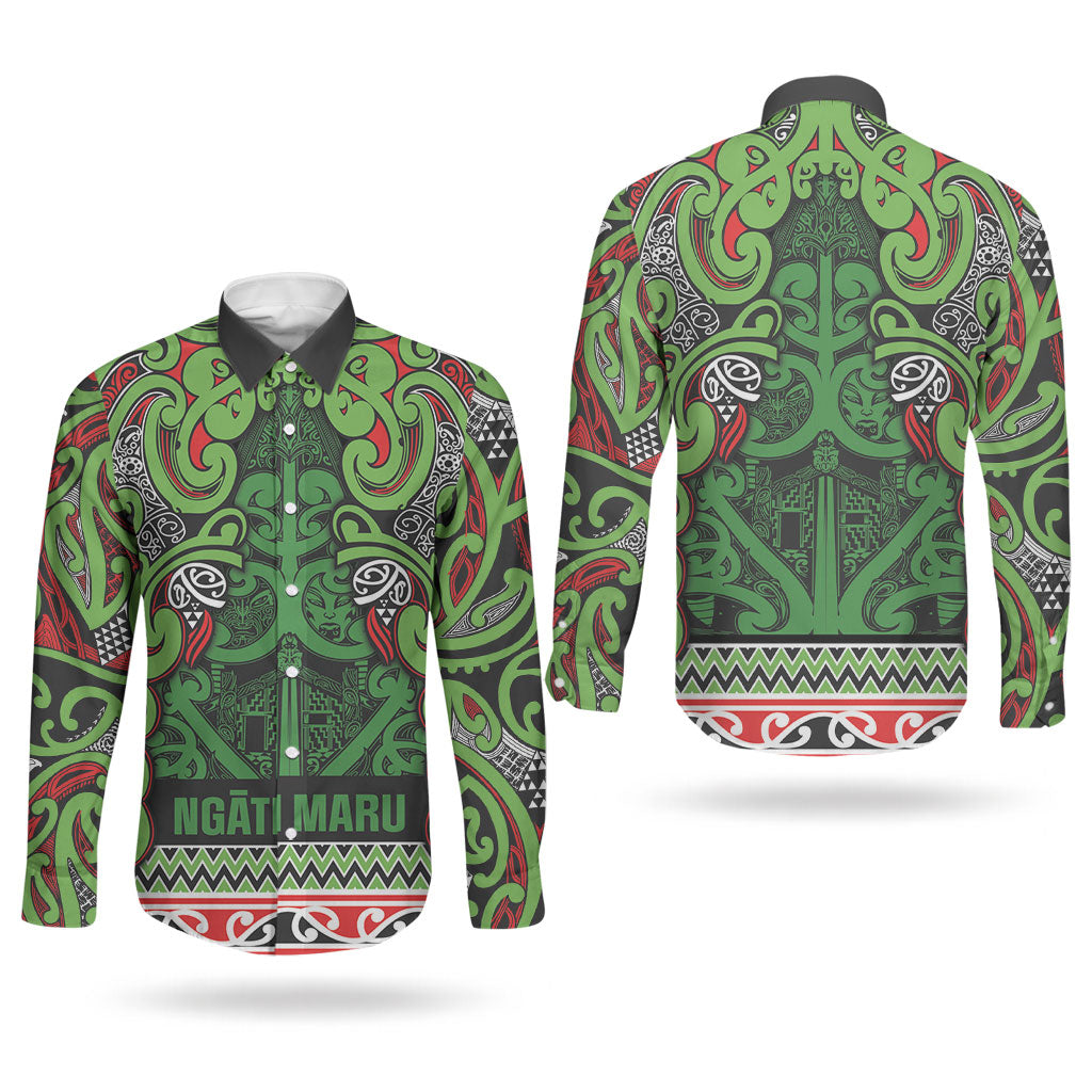 Aotearoa Iwi Ngati Maru Hauraki Couples Matching Summer Maxi Dress and Long Sleeve Button Shirt Maori Wharenui House Tribal Pattern LT9 - Polynesian Pride