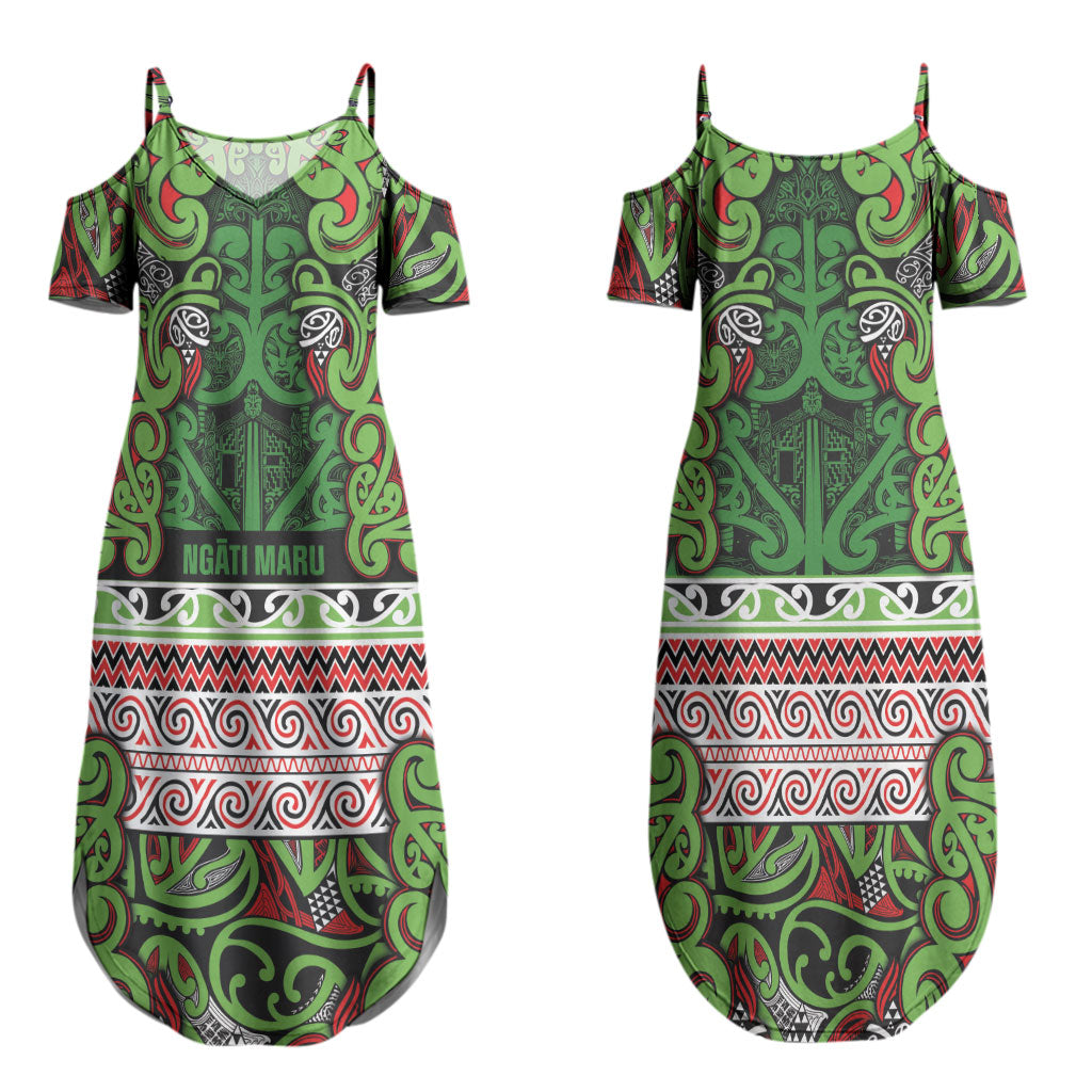 Aotearoa Iwi Ngati Maru Hauraki Couples Matching Summer Maxi Dress and Long Sleeve Button Shirt Maori Wharenui House Tribal Pattern LT9 - Polynesian Pride