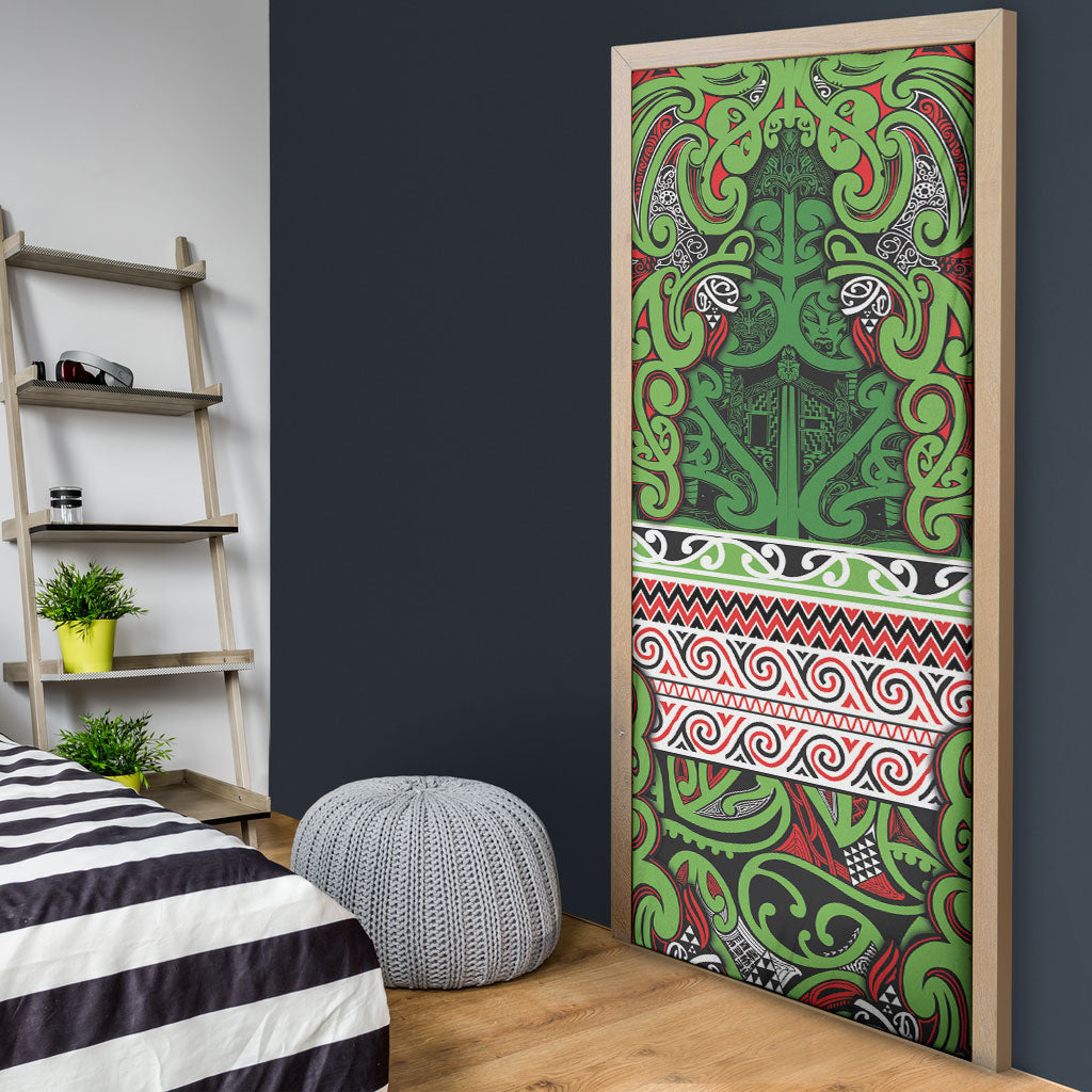Aotearoa Iwi Ngati Maru Hauraki Door Cover Maori Wharenui House Tribal Pattern LT9 - Polynesian Pride