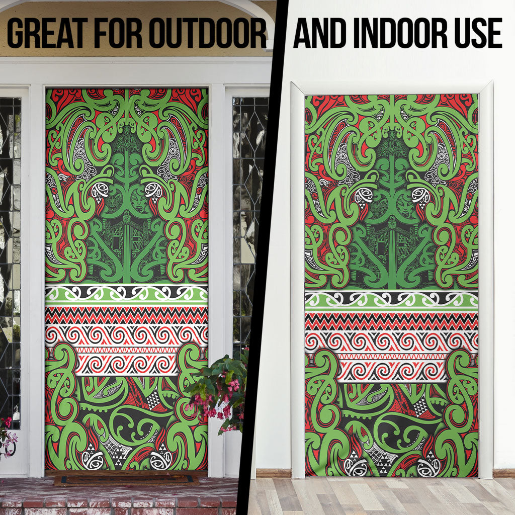 Aotearoa Iwi Ngati Maru Hauraki Door Cover Maori Wharenui House Tribal Pattern LT9 - Polynesian Pride