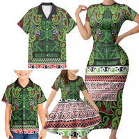 Aotearoa Iwi Ngati Maru Hauraki Family Matching Short Sleeve Bodycon Dress and Hawaiian Shirt Maori Wharenui House Tribal Pattern LT9 - Polynesian Pride