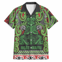 Aotearoa Iwi Ngati Maru Hauraki Hawaiian Shirt Maori Wharenui House Tribal Pattern LT9 Green Red - Polynesian Pride