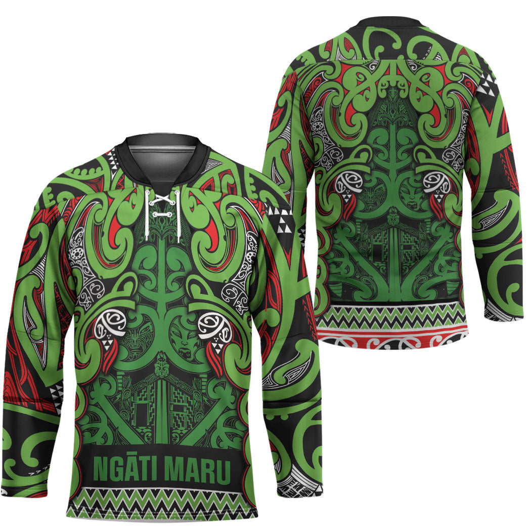 Aotearoa Iwi Ngati Maru Hauraki Hockey Jersey Maori Wharenui House Tribal Pattern LT9 - Polynesian Pride
