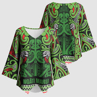 Aotearoa Iwi Ngati Maru Hauraki Kimono Sleeve Blouse Maori Wharenui House Tribal Pattern LT9 - Polynesian Pride