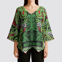 Aotearoa Iwi Ngati Maru Hauraki Kimono Sleeve Blouse Maori Wharenui House Tribal Pattern LT9 - Polynesian Pride