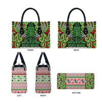 Aotearoa Iwi Ngati Maru Hauraki Leather Bag Maori Wharenui House Tribal Pattern LT9 - Polynesian Pride