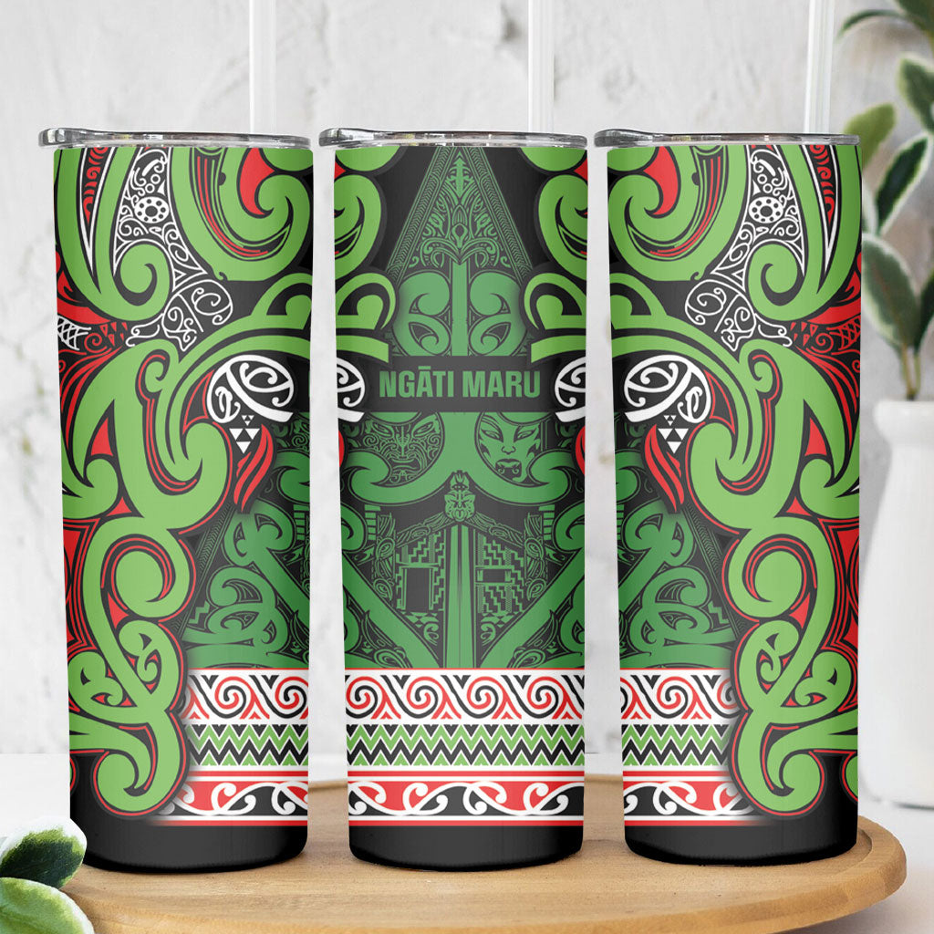 Aotearoa Iwi Ngati Maru Hauraki Skinny Tumbler Maori Wharenui House Tribal Pattern LT9 - Polynesian Pride