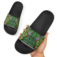 Aotearoa Iwi Ngati Maru Hauraki Slide Sandals Maori Wharenui House Tribal Pattern LT9 - Polynesian Pride