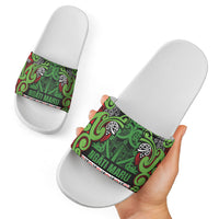 Aotearoa Iwi Ngati Maru Hauraki Slide Sandals Maori Wharenui House Tribal Pattern LT9 - Polynesian Pride