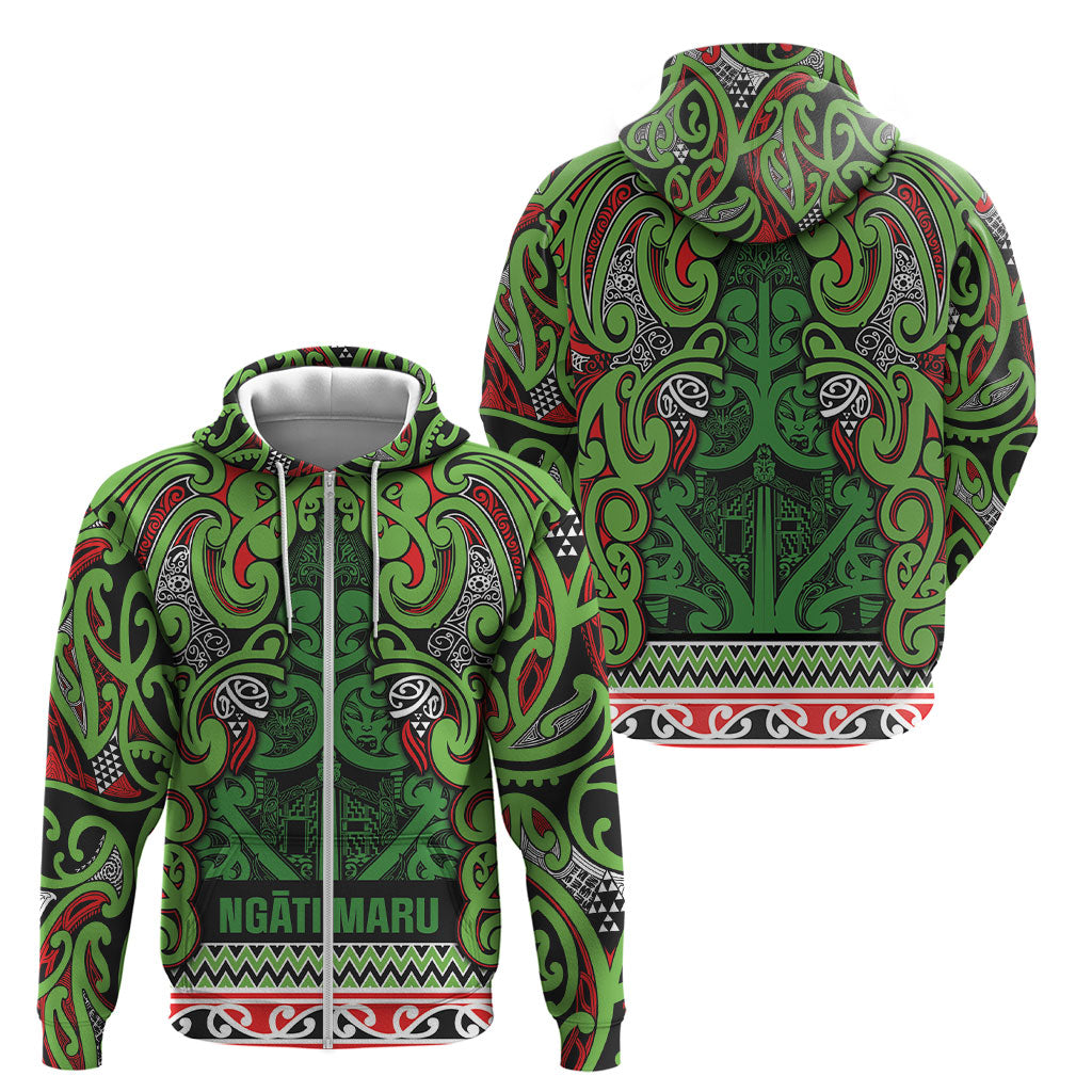 Aotearoa Iwi Ngati Maru Hauraki Zip Hoodie Maori Wharenui House Tribal Pattern LT9 - Polynesian Pride
