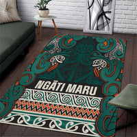 Aotearoa Iwi Ngāti Maru Taranaki Area Rug Maori Wharenui House Tribal Pattern LT9 Deep Teal - Polynesian Pride