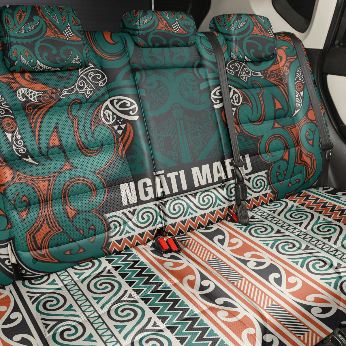 Aotearoa Iwi Ngāti Maru Taranaki Back Car Seat Cover Maori Wharenui House Tribal Pattern LT9 - Polynesian Pride