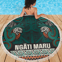 Aotearoa Iwi Ngāti Maru Taranaki Beach Blanket Maori Wharenui House Tribal Pattern LT9 - Polynesian Pride