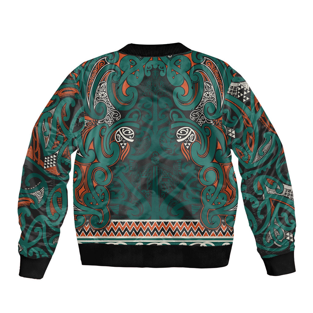 Aotearoa Iwi Ngāti Maru Taranaki Bomber Jacket Maori Wharenui House Tribal Pattern LT9 - Polynesian Pride