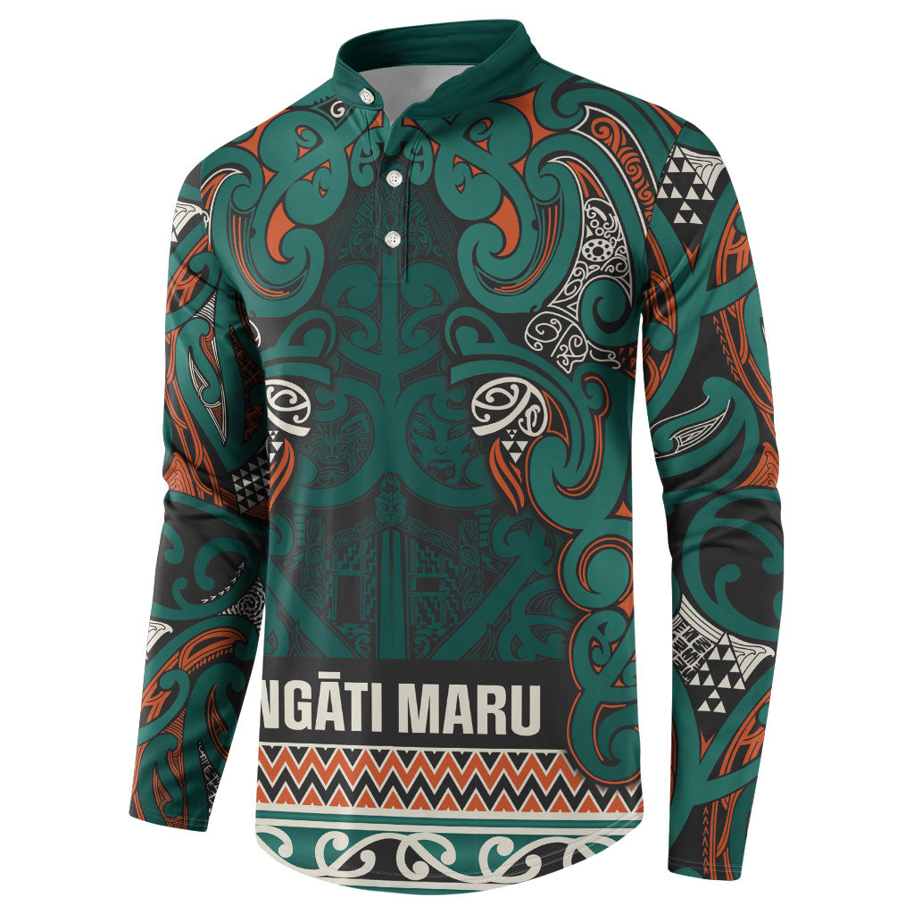 Aotearoa Iwi Ngāti Maru Taranaki Button Sweatshirt Maori Wharenui House Tribal Pattern LT9 - Polynesian Pride