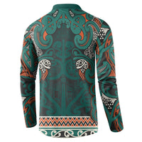 Aotearoa Iwi Ngāti Maru Taranaki Button Sweatshirt Maori Wharenui House Tribal Pattern LT9 - Polynesian Pride