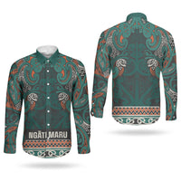 Aotearoa Iwi Ngāti Maru Taranaki Couples Matching Mermaid Dress and Long Sleeve Button Shirt Maori Wharenui House Tribal Pattern LT9 - Polynesian Pride