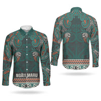 Aotearoa Iwi Ngāti Maru Taranaki Couples Matching Off Shoulder Maxi Dress and Long Sleeve Button Shirt Maori Wharenui House Tribal Pattern LT9 - Polynesian Pride
