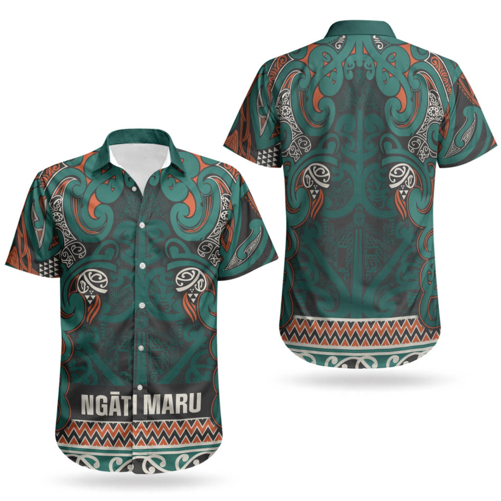 Aotearoa Iwi Ngāti Maru Taranaki Couples Matching Puletasi and Hawaiian Shirt Maori Wharenui House Tribal Pattern LT9 - Polynesian Pride