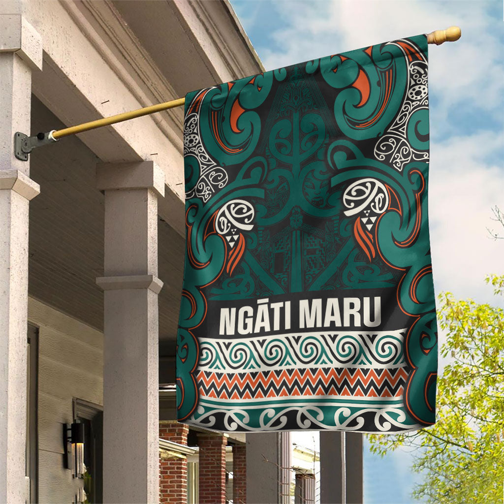 Aotearoa Iwi Ngāti Maru Taranaki Garden Flag Maori Wharenui House Tribal Pattern LT9 House Flag Deep Teal - Polynesian Pride