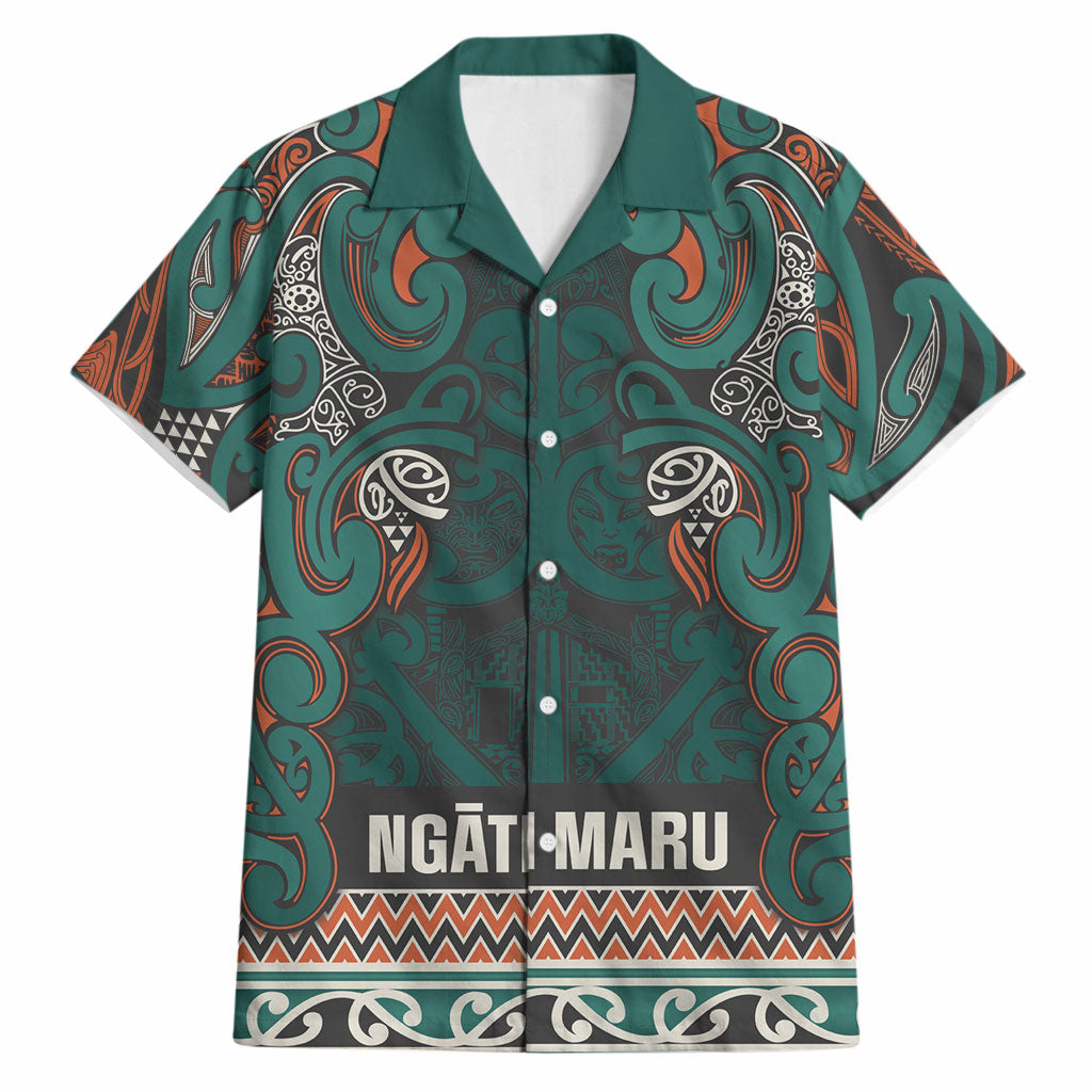 Aotearoa Iwi Ngāti Maru Taranaki Hawaiian Shirt Maori Wharenui House Tribal Pattern LT9 Deep Teal - Polynesian Pride