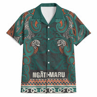 Aotearoa Iwi Ngāti Maru Taranaki Hawaiian Shirt Maori Wharenui House Tribal Pattern LT9 Deep Teal - Polynesian Pride