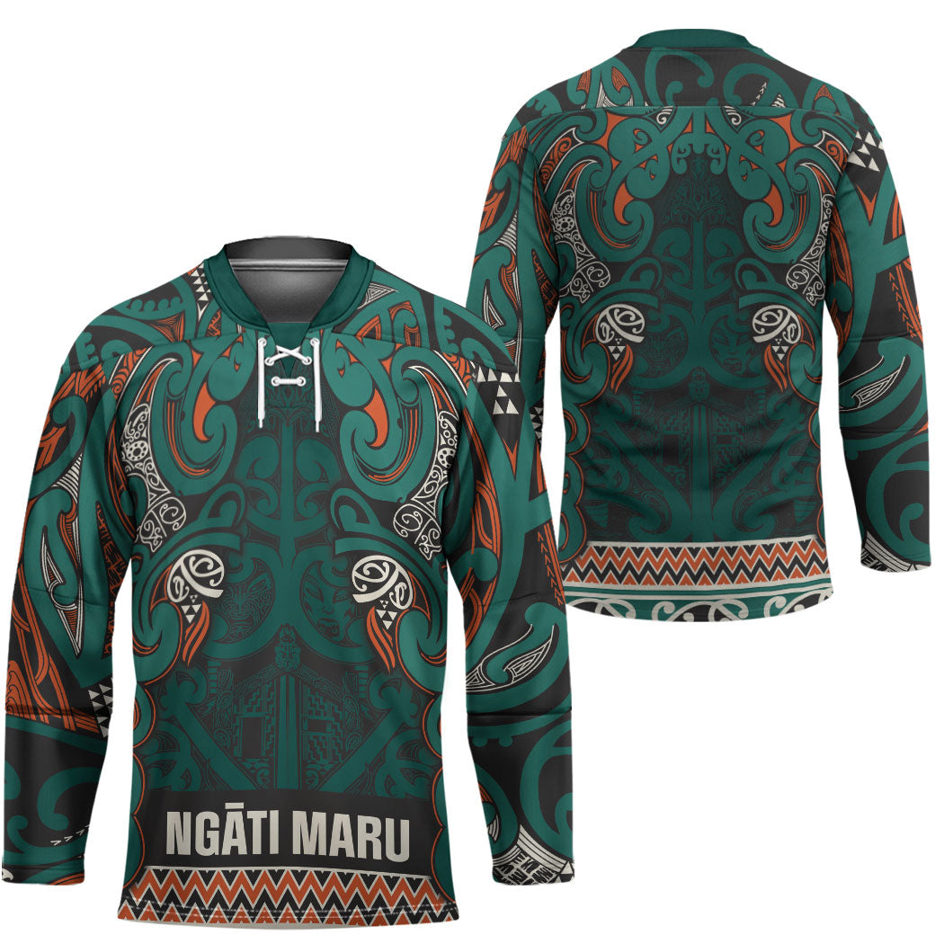 Aotearoa Iwi Ngāti Maru Taranaki Hockey Jersey Maori Wharenui House Tribal Pattern LT9 - Polynesian Pride