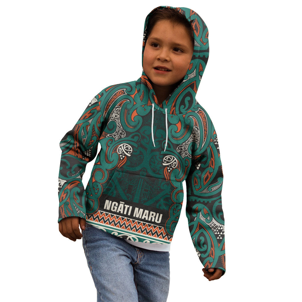 Aotearoa Iwi Ngāti Maru Taranaki Kid Hoodie Maori Wharenui House Tribal Pattern LT9 - Polynesian Pride