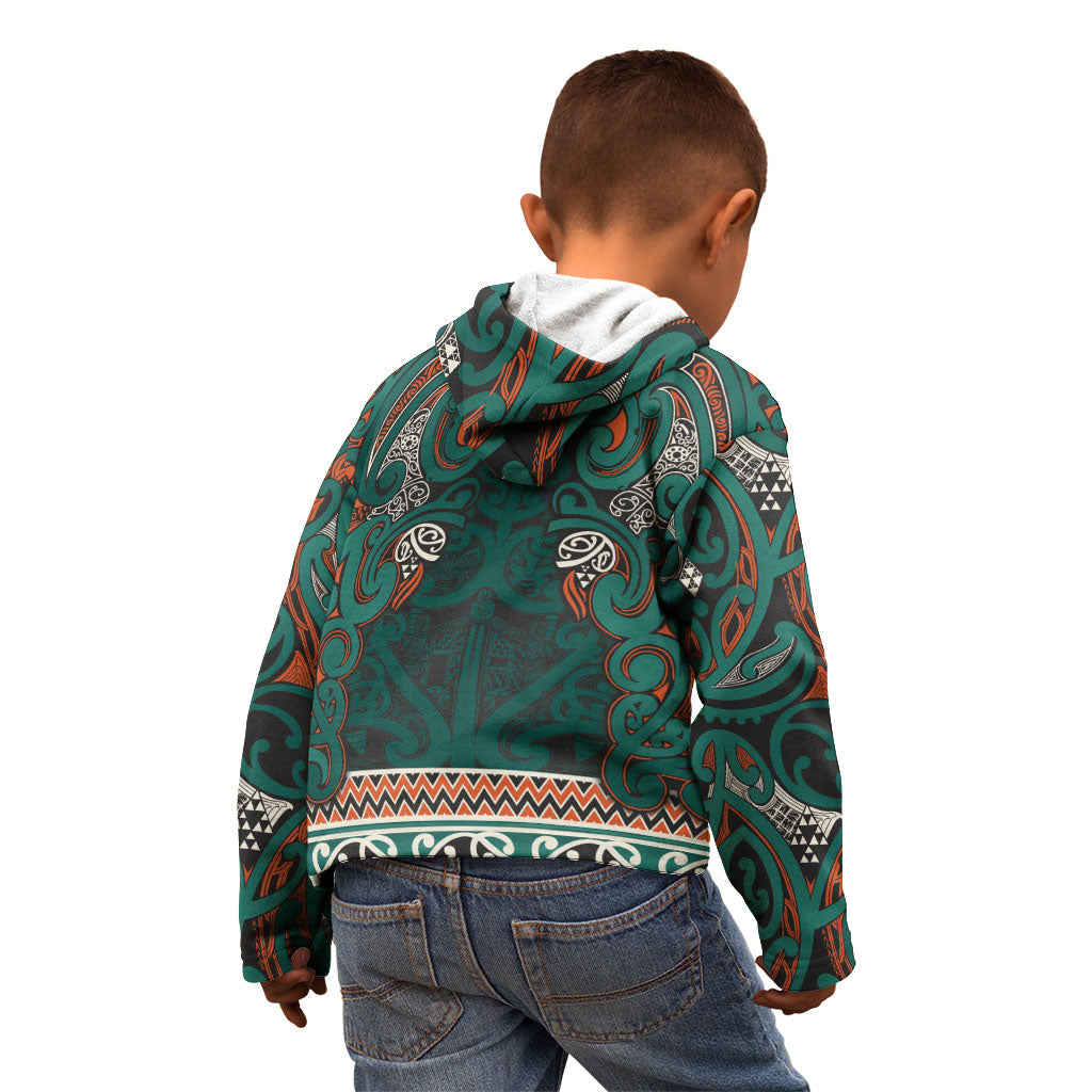 Aotearoa Iwi Ngāti Maru Taranaki Kid Hoodie Maori Wharenui House Tribal Pattern LT9 - Polynesian Pride