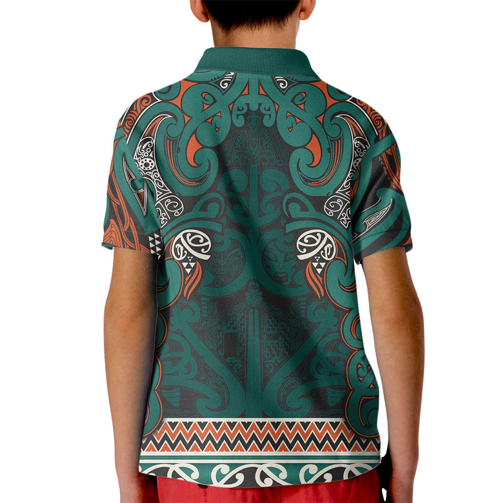 Aotearoa Iwi Ngāti Maru Taranaki Kid Polo Shirt Maori Wharenui House Tribal Pattern LT9 - Polynesian Pride