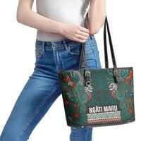 Aotearoa Iwi Ngāti Maru Taranaki Leather Tote Bag Maori Wharenui House Tribal Pattern LT9 - Polynesian Pride