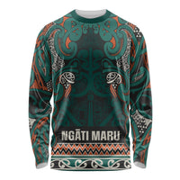 Aotearoa Iwi Ngāti Maru Taranaki Long Sleeve Shirt Maori Wharenui House Tribal Pattern LT9 Unisex Deep Teal - Polynesian Pride