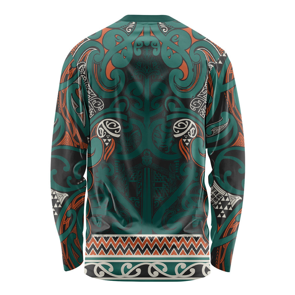 Aotearoa Iwi Ngāti Maru Taranaki Long Sleeve Shirt Maori Wharenui House Tribal Pattern LT9 - Polynesian Pride