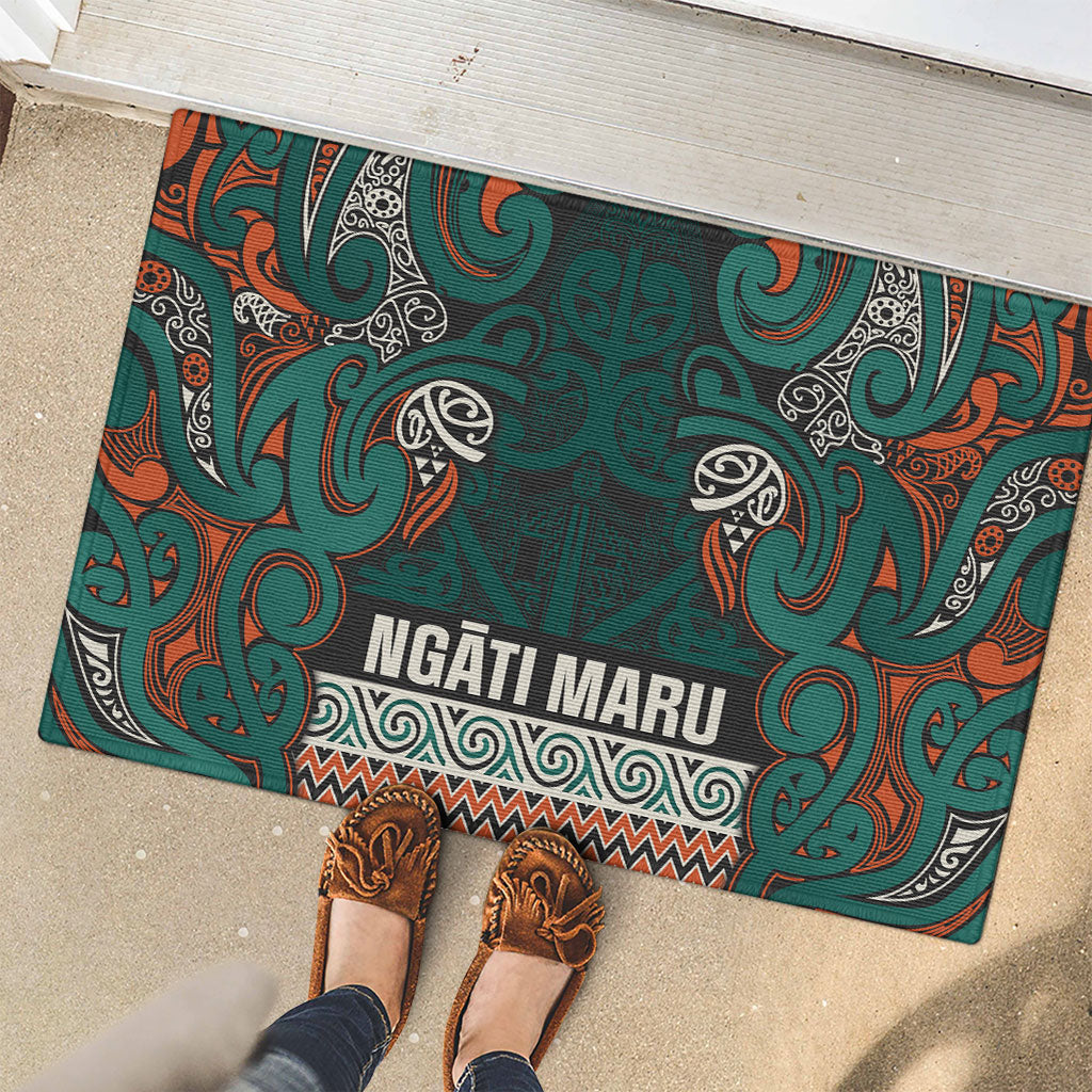 Aotearoa Iwi Ngāti Maru Taranaki Rubber Doormat Maori Wharenui House Tribal Pattern LT9 - Polynesian Pride