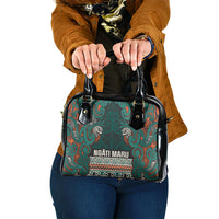 Aotearoa Iwi Ngāti Maru Taranaki Shoulder Handbag Maori Wharenui House Tribal Pattern LT9 One Size Deep Teal - Polynesian Pride