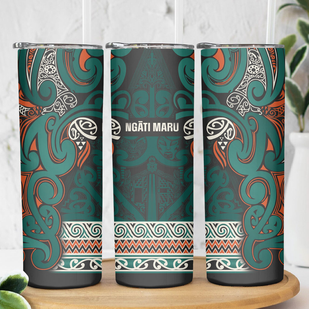 Aotearoa Iwi Ngāti Maru Taranaki Skinny Tumbler Maori Wharenui House Tribal Pattern LT9 - Polynesian Pride