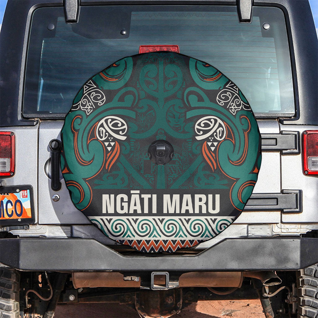 Aotearoa Iwi Ngāti Maru Taranaki Spare Tire Cover Maori Wharenui House Tribal Pattern LT9 Deep Teal - Polynesian Pride