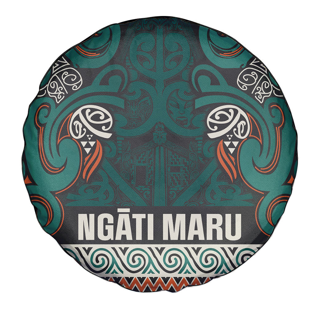 Aotearoa Iwi Ngāti Maru Taranaki Spare Tire Cover Maori Wharenui House Tribal Pattern LT9 - Polynesian Pride
