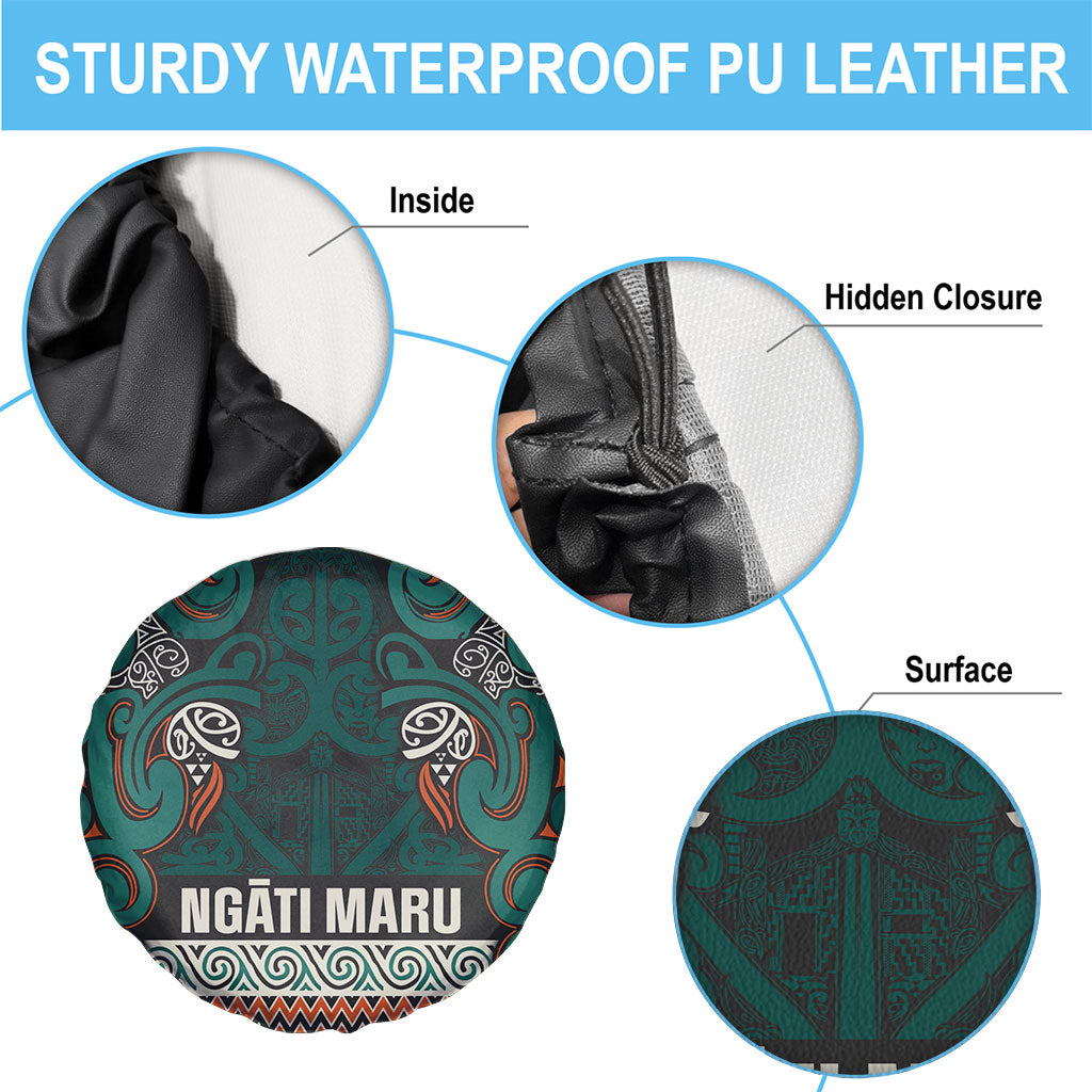 Aotearoa Iwi Ngāti Maru Taranaki Spare Tire Cover Maori Wharenui House Tribal Pattern LT9 - Polynesian Pride