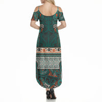 Aotearoa Iwi Ngāti Maru Taranaki Summer Maxi Dress Maori Wharenui House Tribal Pattern LT9 - Polynesian Pride