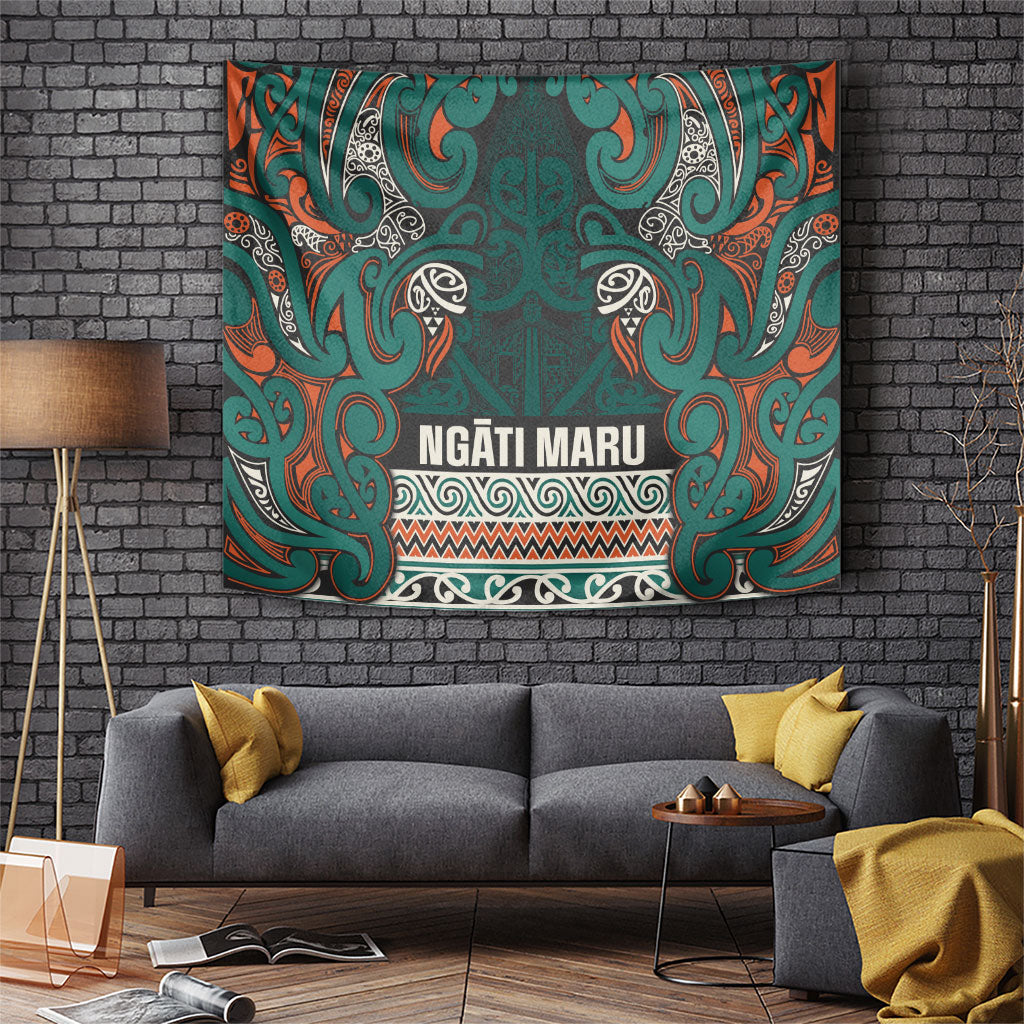 Aotearoa Iwi Ngāti Maru Taranaki Tapestry Maori Wharenui House Tribal Pattern LT9 Deep Teal - Polynesian Pride
